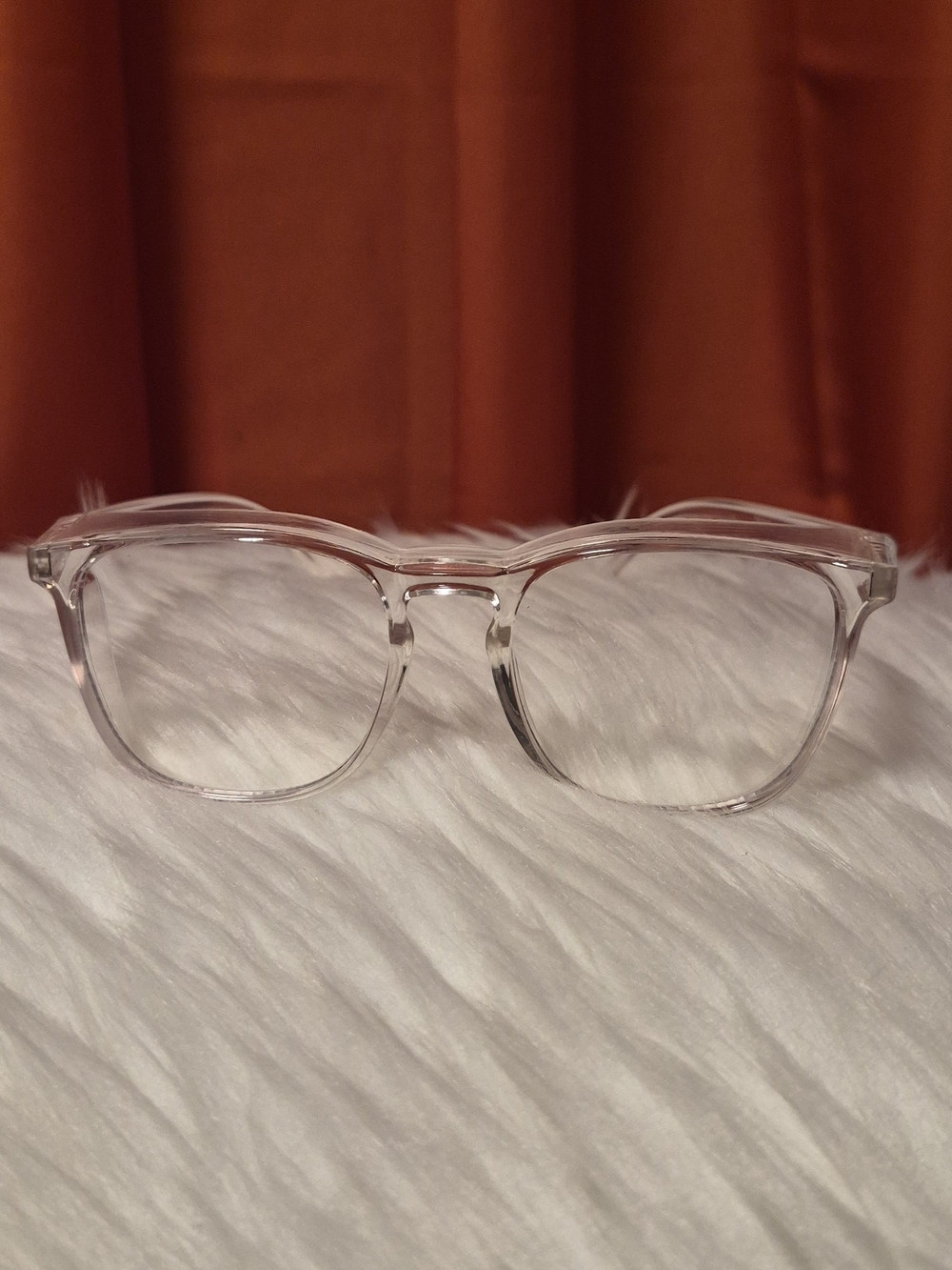 Clear Transparent Round Frame Glasses - Light Pink Tint